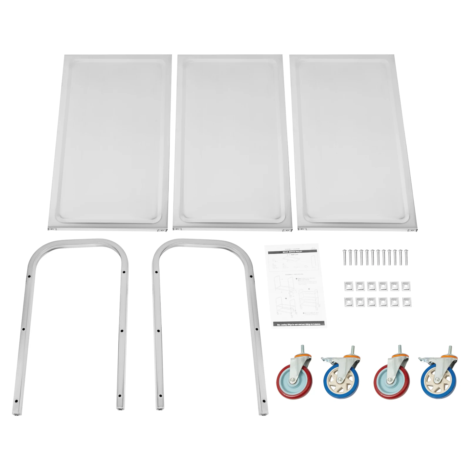 3 Tier Stainless Steel Kitchen Trolley Cart Utility Serving Storage Rolling Car Shelf Kitchen Trolley Car Cart