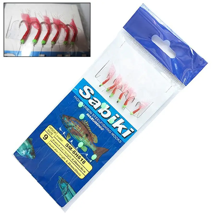 Fishing String Hook 8Pack 8# -15# Freshwater Saltwater Fishing Sea