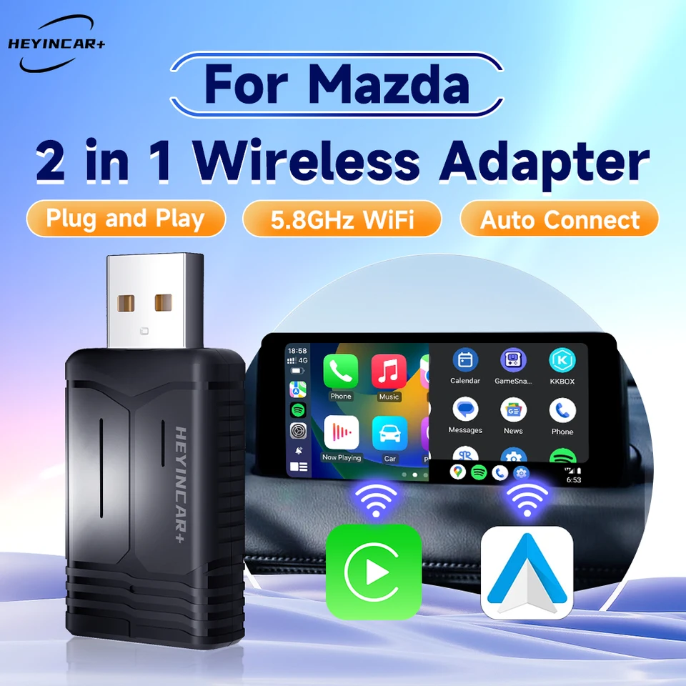 2025 NEW HEYINCAR 2in1 Wireless Carplay Adapter Android Auto