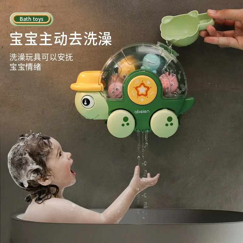 

Kids Toys Bath Toys for Baby 1 2 3 Years Old Girls Boys Tortoise Waterwheel with Suction Cup Bathroom Toys for Children Toddler