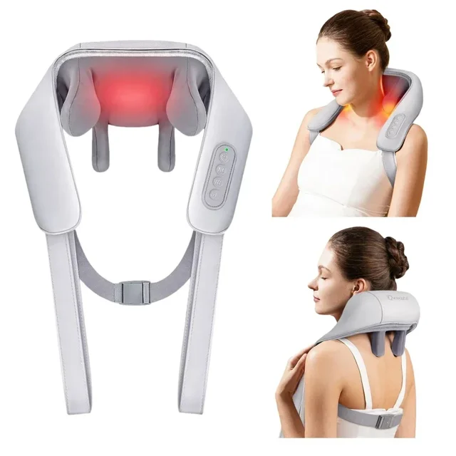 New Portable Mini Relaxer Dredge Kneading Smart Electric Wrap Heated Trapezius Muscle Neck Multifunctional Shiatsu Massage Shawl 1
