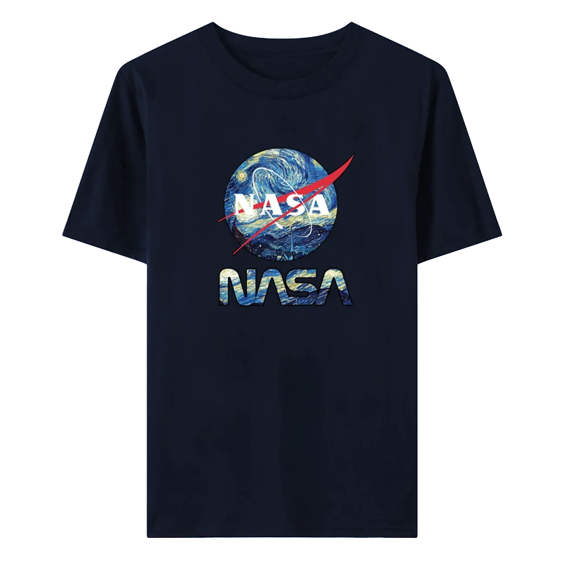 Camiseta con estampado de cuello redondo informal para hombre de la NASA
