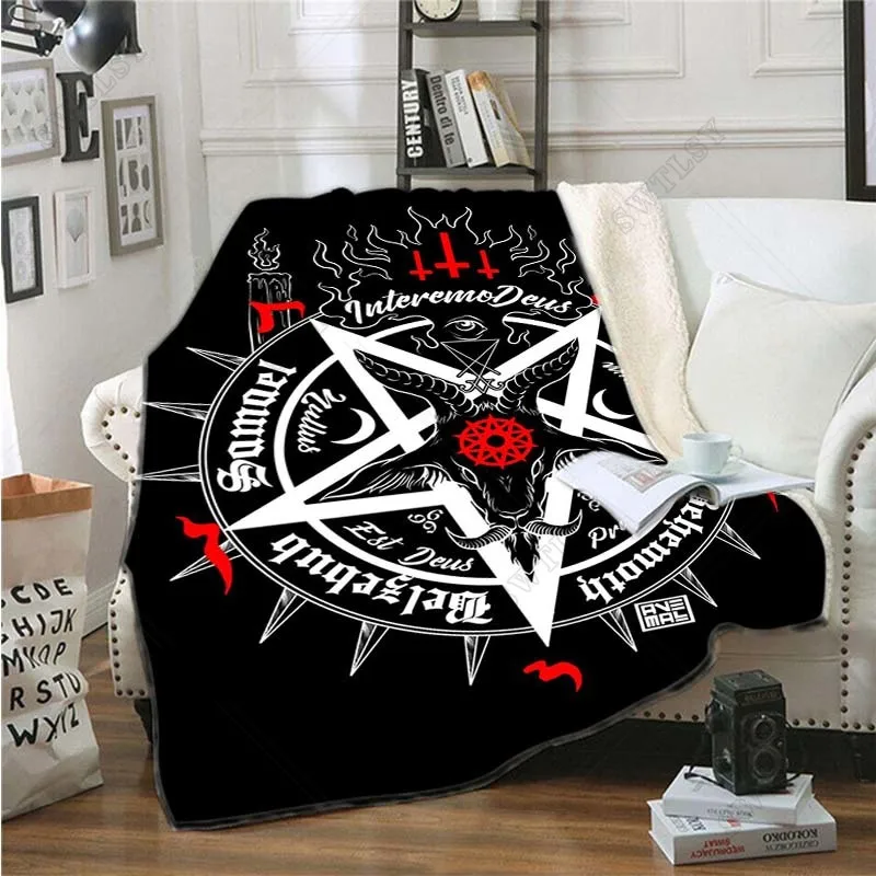 

Flannel Throw Blanket for Adult Teen,Black Satan Skull Women Dead Head Mystical Circle Esoteric Halloween Blanket Demon Blankets