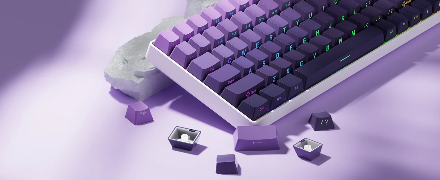 RGB, Transparente Double-shot Key Cap para jogos mecânicos MX, 136 teclas