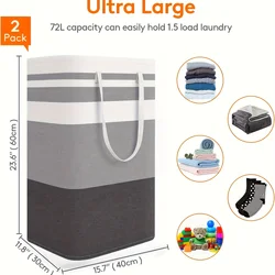 Jumbo Waterproof Foldable Laundry Hamper with Extended Handle - Freestanding Clothes and Toys Organizer (1PCS)