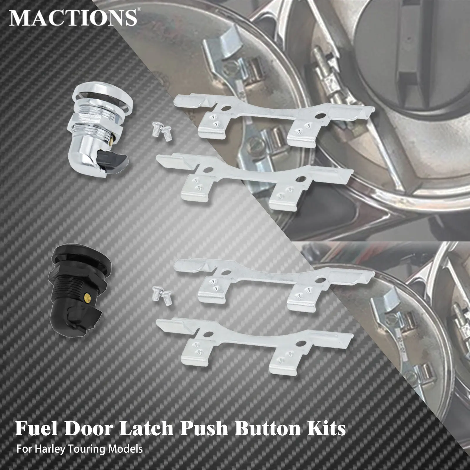 

Motorcycle Fuel Door Latch Push Button For Harley Touring Road King FLHR Street Electra Glide FLTRX FLHT Oil Gas Tank Cover kit