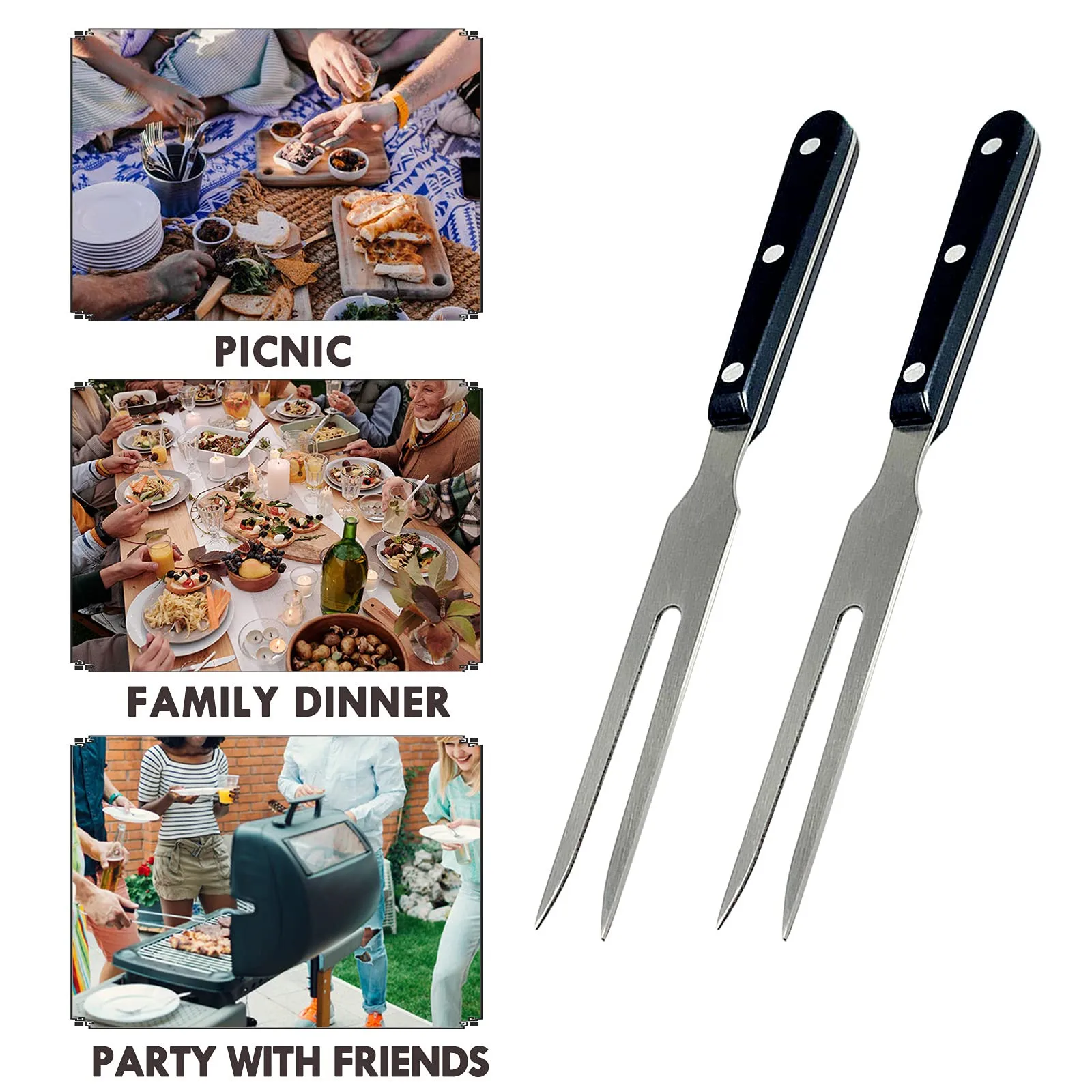 Barbecue Grill 2pcs Carving Meat Forks Stainless Steel Forks For Bbq Serving Cooking Grilling Roasting Barbecue Fork Beef Grill Tool 10 Inch