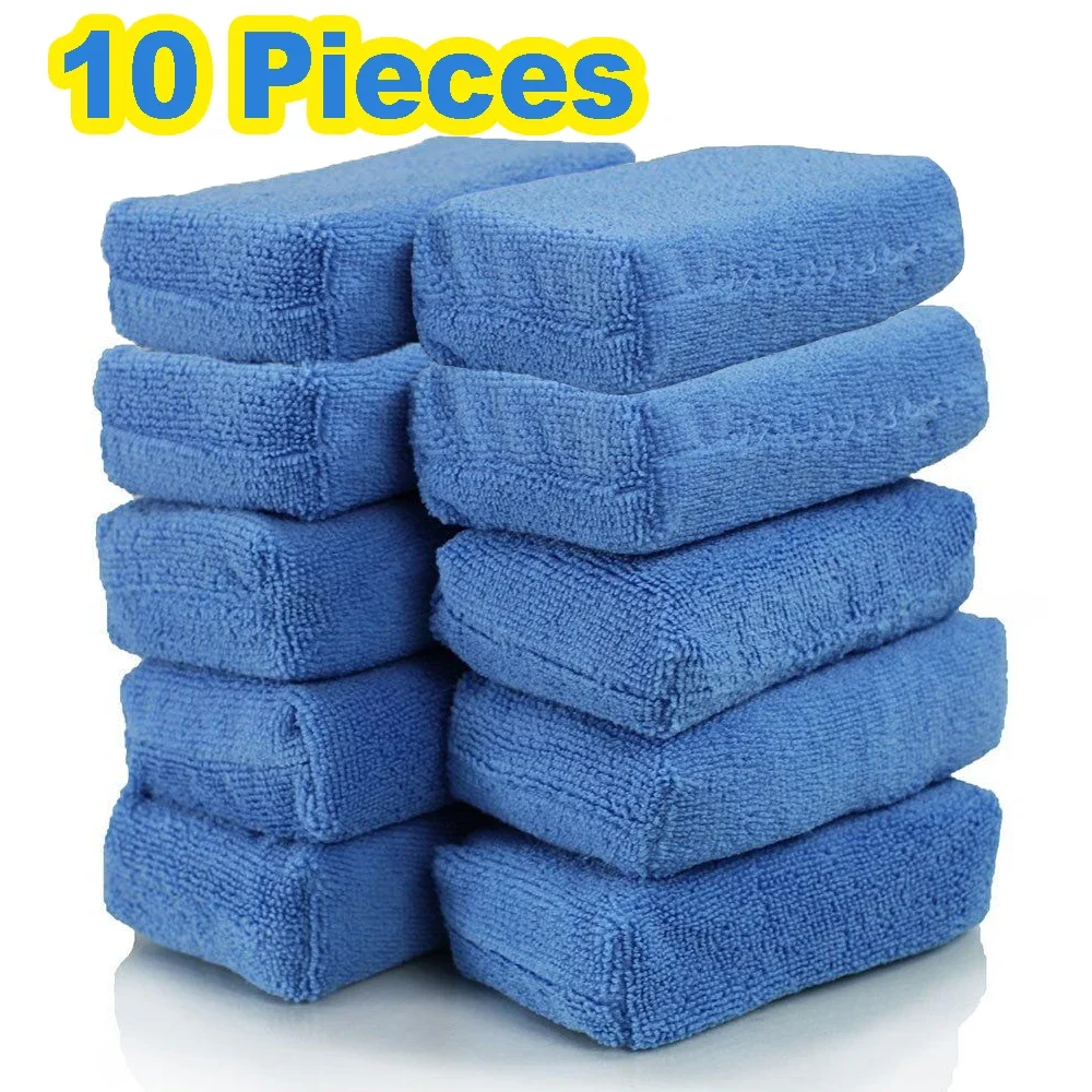 2/10Pcs Car Wax Applicator Pads Microfibre Polishing Sponges Soft Auto Detailing Waxing Sponge Cleaning Foam Car Paint Care Pad 2