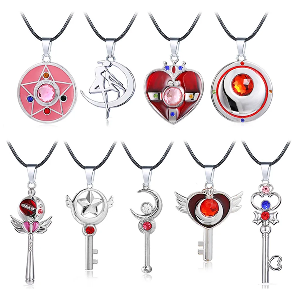 Anime Sailor Moon Collana Tsukino Usagi Collane In Metallo A Forma Di Cuore Ciondoli Bacchetta Magica Accessori Cosplay Figura Giocattoli Regalo
