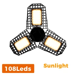 Enhanced Plant Grow Light Bulb, 200W Deformable Hydroponic Cultivation Lamp, Full Spectrum with 3 Adjustable Panels - E27 E26 (100W - Sunlight)