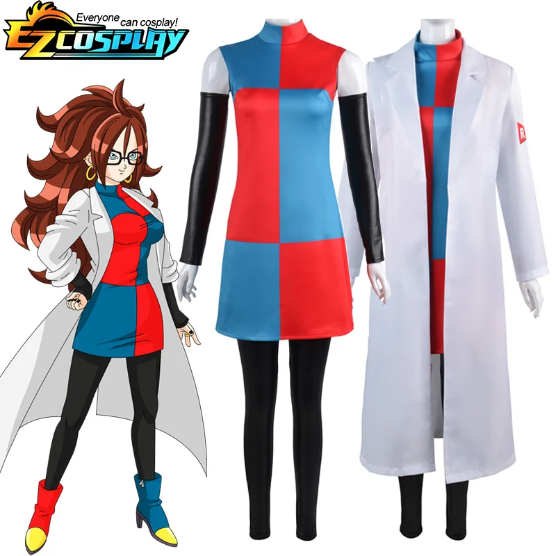 

Fighter Z Android #21 Cosplay Anime Vomi Cosplay Costume 21 Doctor Fighting White Cloak Doctor Uniform Full Set Adult Costume