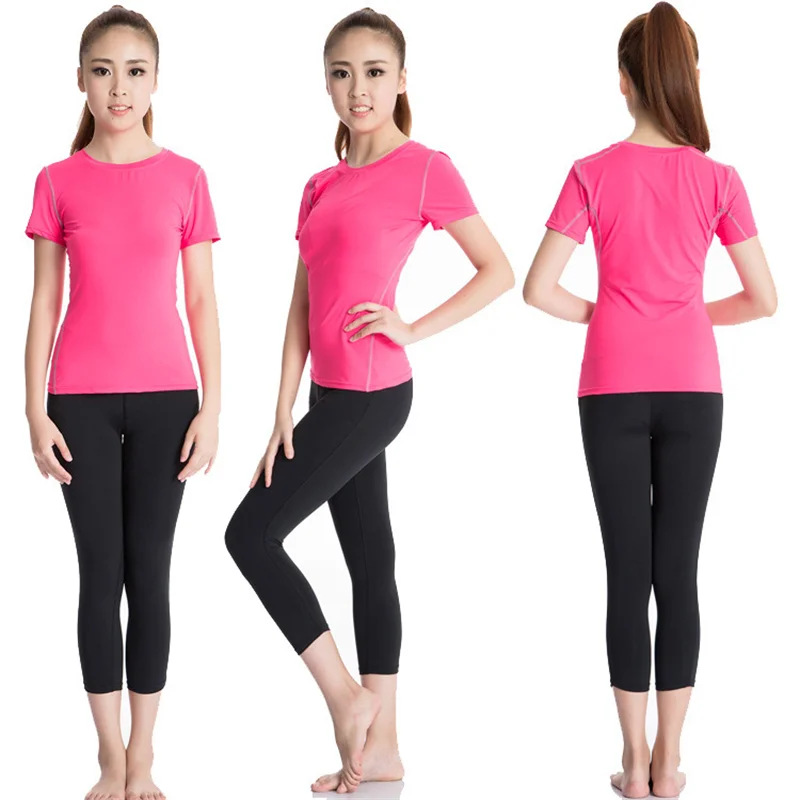 Women PRO Tight Training Short-sleeved Running Sports Fitness Yoga T-shirt Clothes Quick-drying Sportwear Workout Activewear