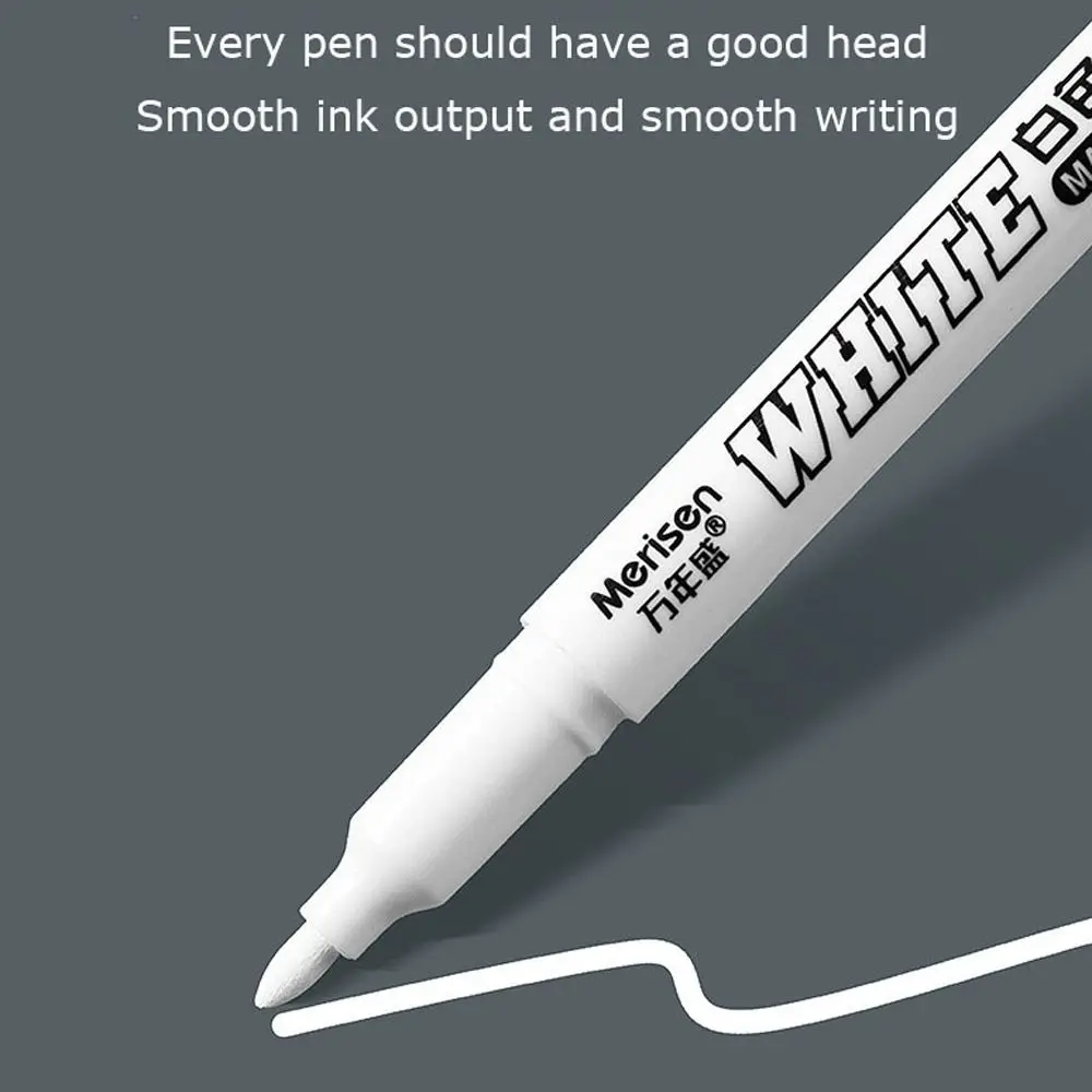 3pcs 방수 흰색 영구 페인트 펜 퇴색하기 쉽지 않음 빠른 건조 흰색 마커 펜 부드러운 쓰기 초대형 잉크 볼륨