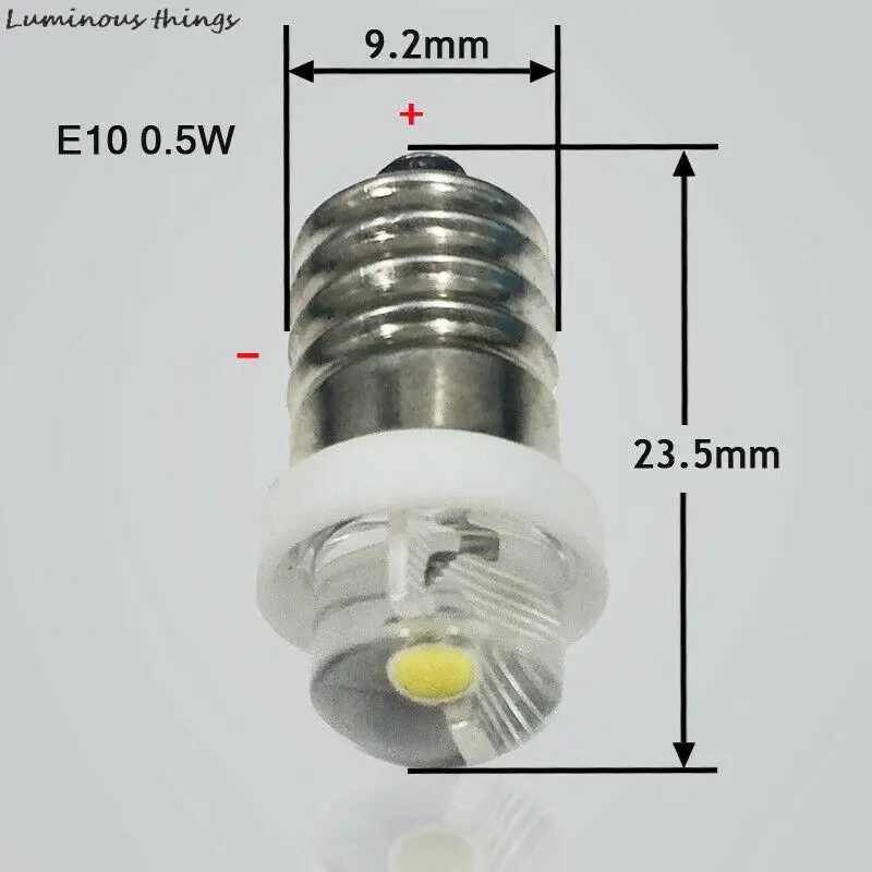 1PC 3/4.5/6V 0.5W Torch Bulb 6000K White LED E10 Socket Replacement Bulb for Torch LED torch led bulb