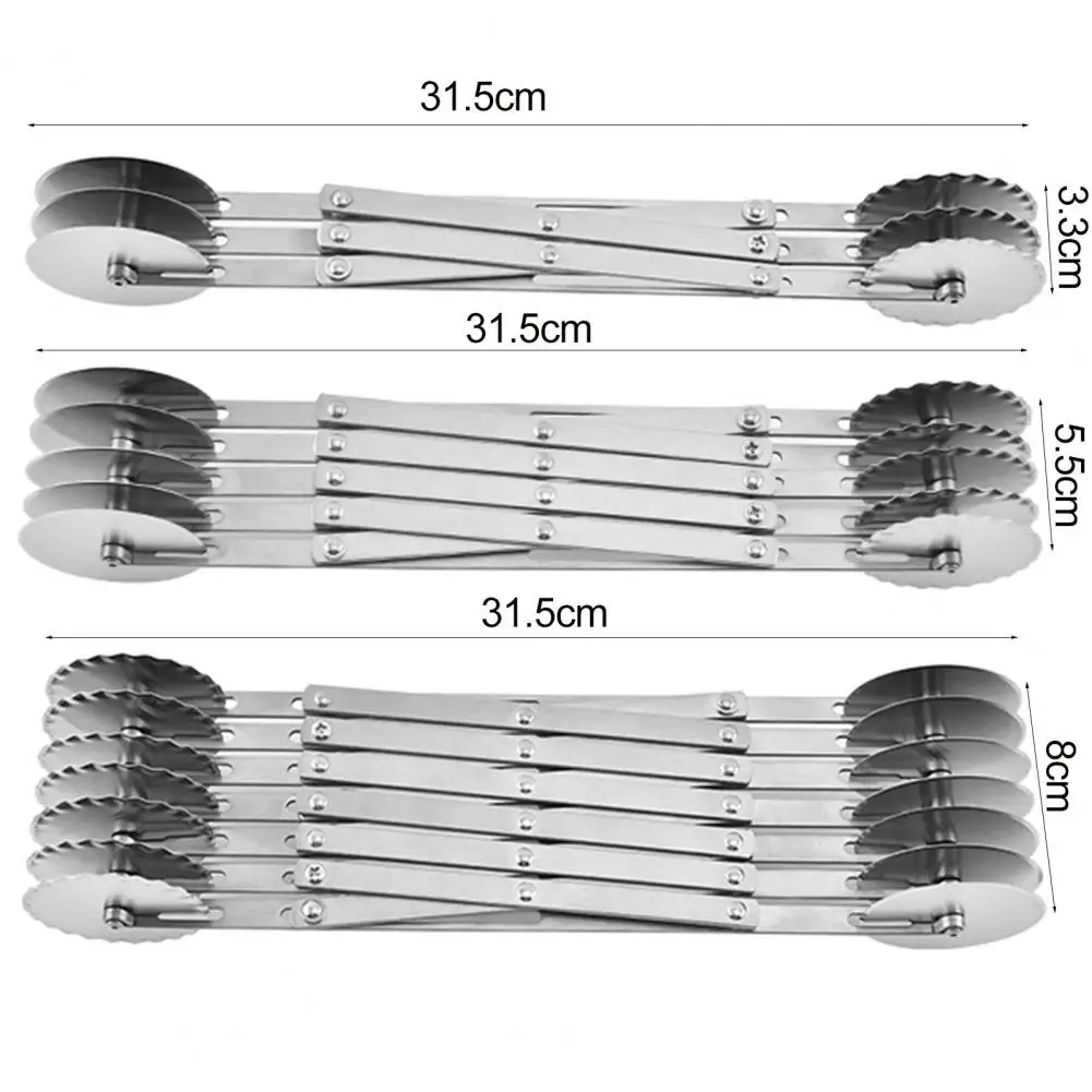 Durable Pizza Cutter Sharpened Labor-saving Round 2 Heads 3/5/7 Wheels Quickly Slice Pasta Wheel
