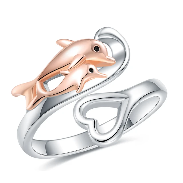 Design Dolphin ring with zircon stones – Silvetron