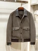 New winter men's business casual leather collar cotton-padded coat lapel wool coat 2