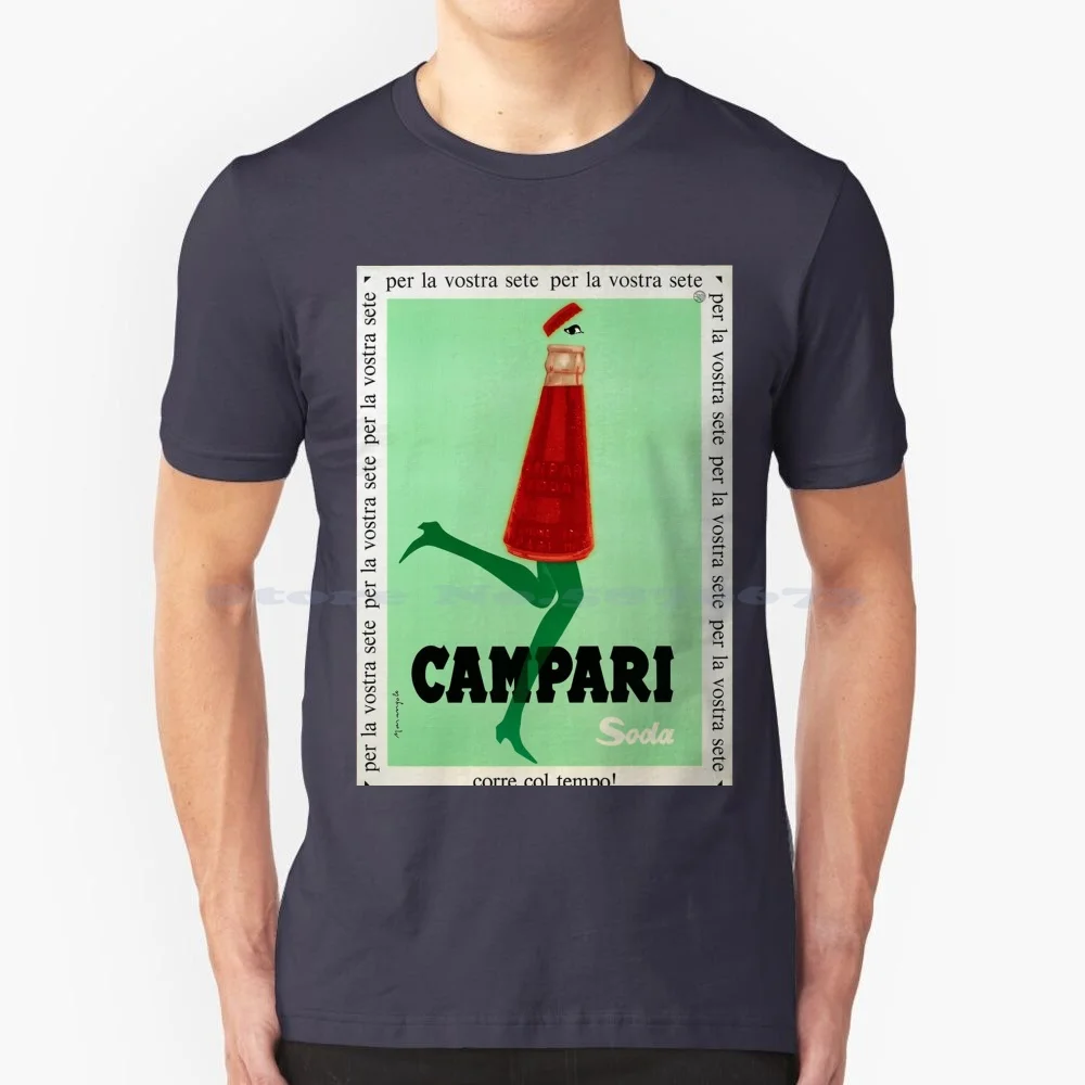 Campari T Shirt 100% Cotton Tee Campari Cocktail Vintage Drink Italy Vermouth Champagne Aperitif Martini Cool Negroni Spritz