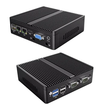 Custodia in metallo Mini PC industriale senza ventola Intel N2840 Computer desktop Pfsense Mini Server DDR3L Msata SSD 2Lan 2COM Display VGA HD 1