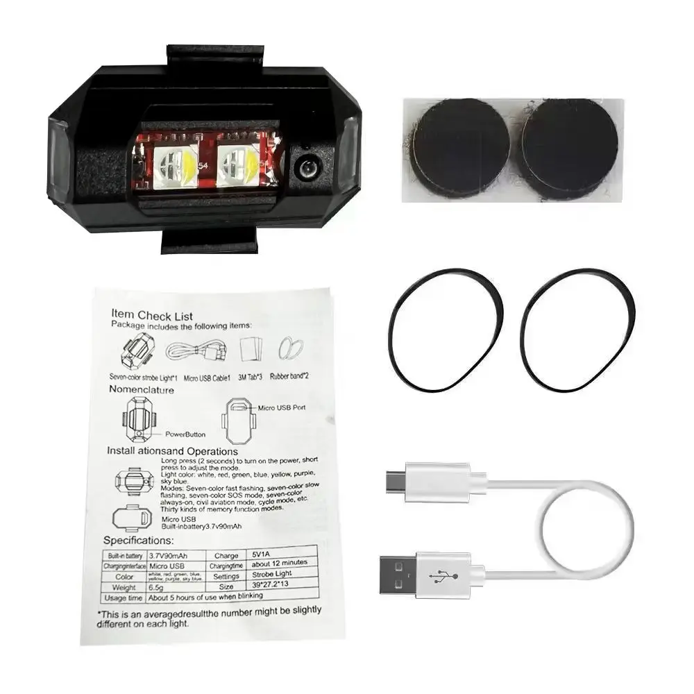 Lumières Stroboscopiques Pour Motos, Drone, USB, LED, Anti-Collision
