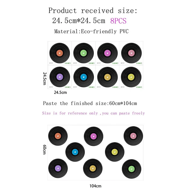 Wall Record Vinyl Decor Records Aesthetic Disco Album Vintage Party Room  Decorations Music Stickers Musical Decals Fake Decors - AliExpress