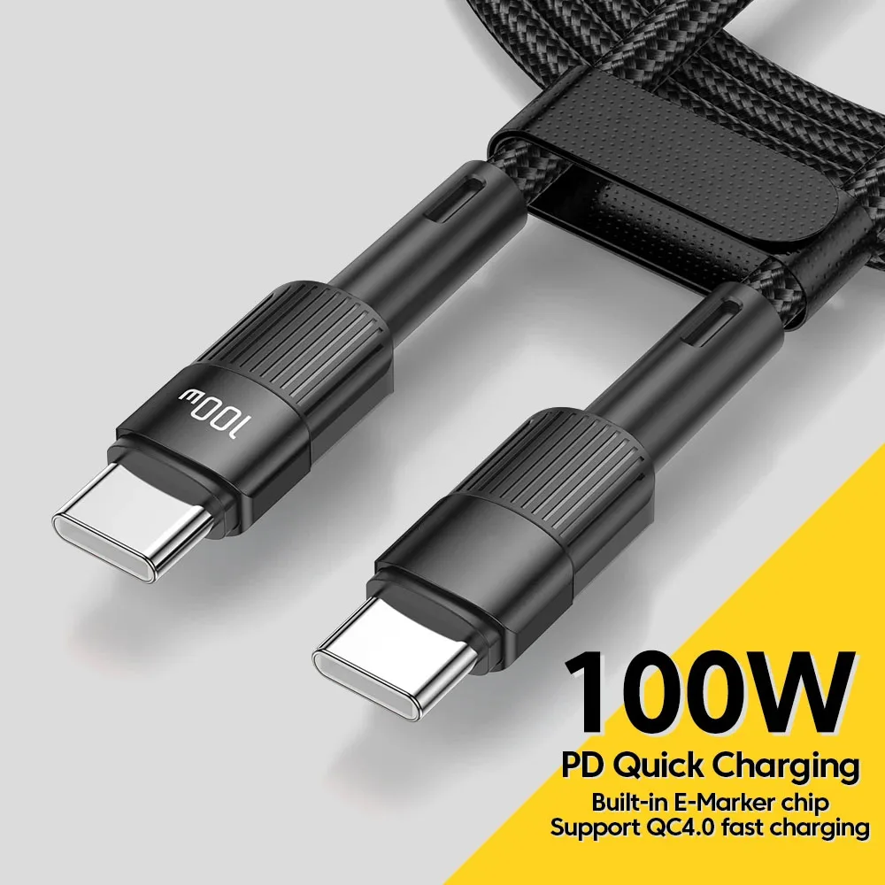 

New USB C To Type C Cable PD100W 60W Fast Charging Wire USB-C Charger Data Cord For Macbook Samsung Xiaomi Type-C Cable 3M