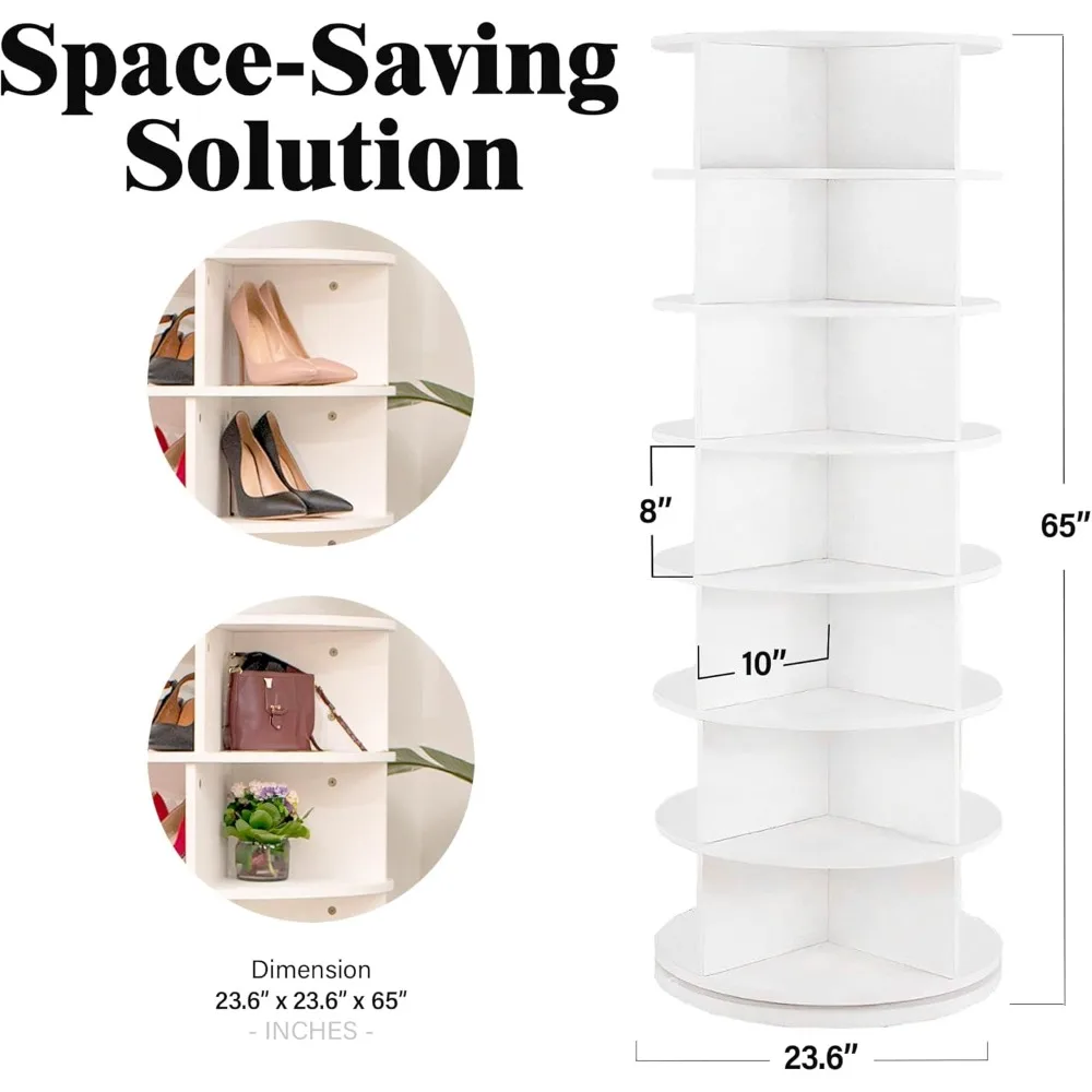 360° rotating shoe rack 7-tiers organizer spinning rack, rotating shoe organizer tower holds up to 35 pairs of shoes, storage s