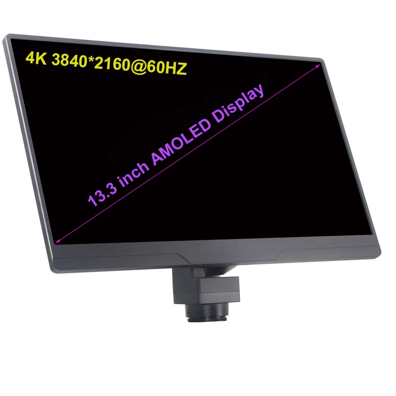 Lapsun 4K IMX334 HDMI 13.3 인치 60FPS 디지털 C 마운트 현미경 카메라 산업 AMOLED 모니터 LAN USB 포트와 통합