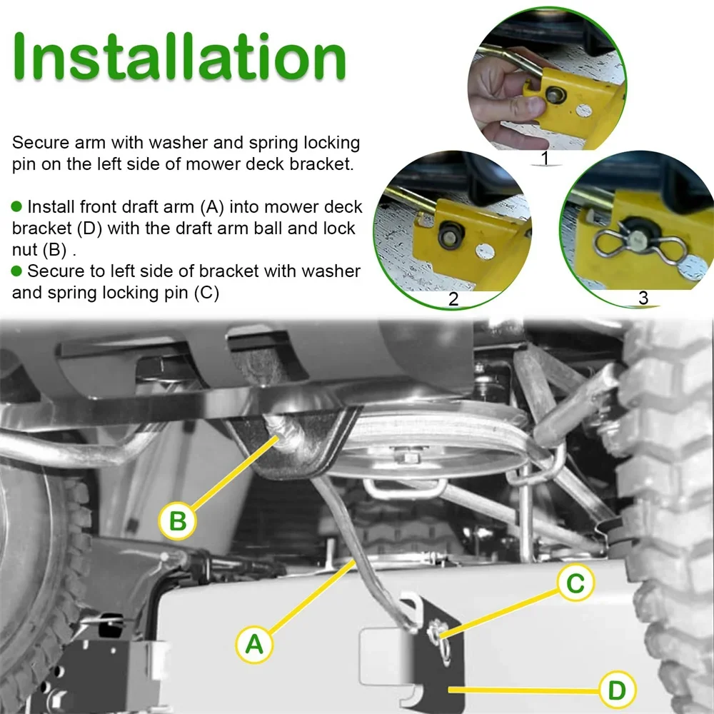 GX20497 Front Draft Arm Kit for John Deere Tractor Riding Lawn Mower 102 115 125 155C D155 LA L100 L120 L130 LA120 D140 X S E