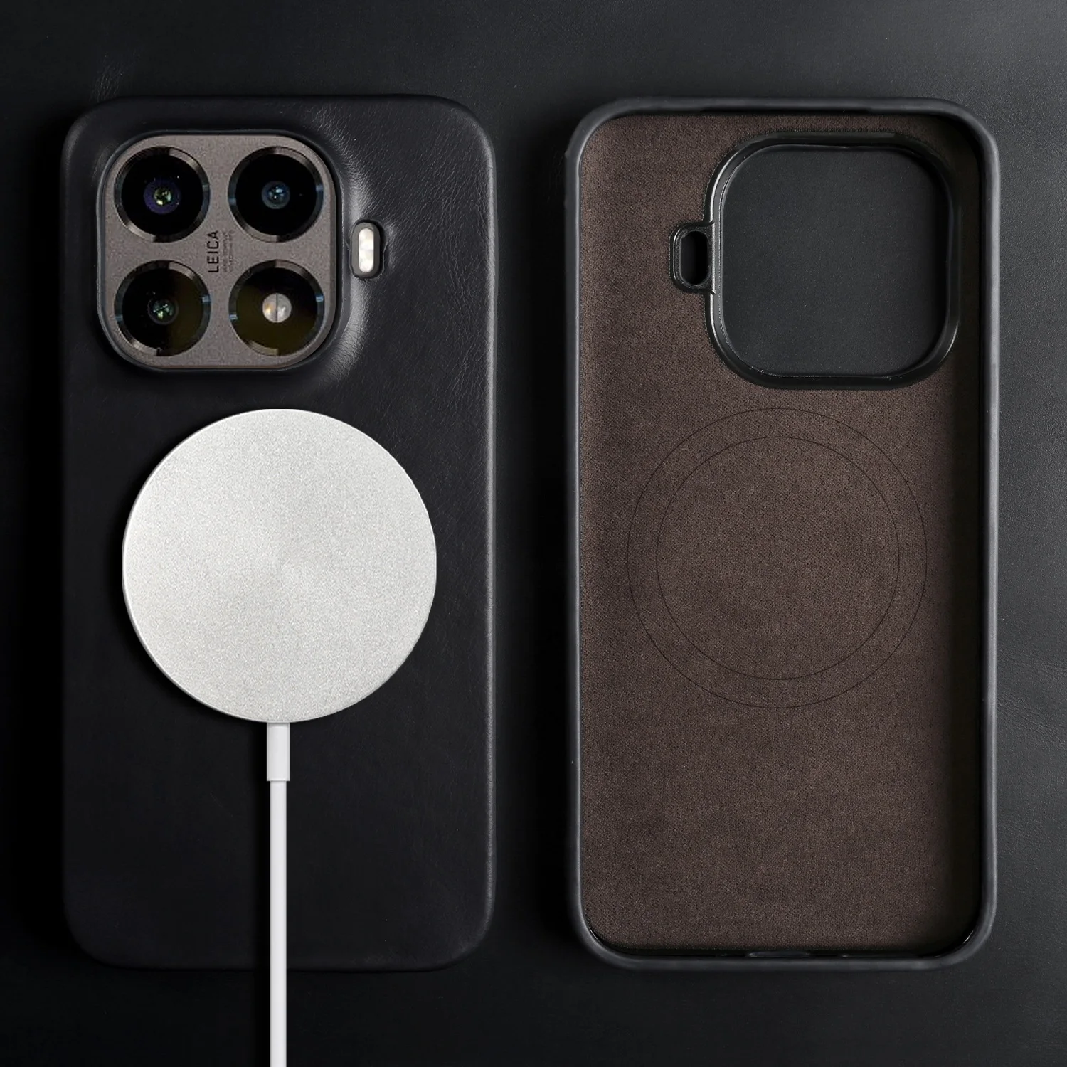 Luxury Magnetic Genuine Leather Business Oil Wax Phone Back Cover