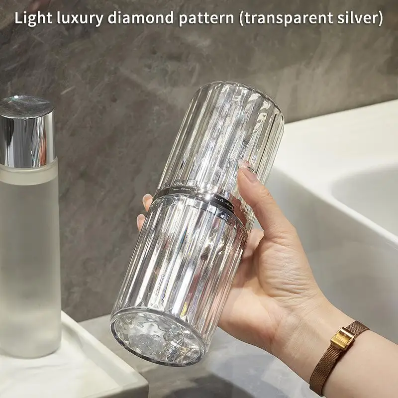 Sleek Portable Toothbrush Holder with Transparent Striped Cover