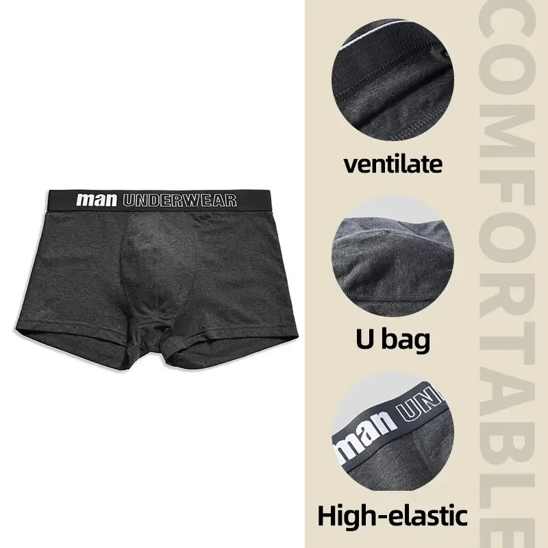 Men's Boxers Cotton Comfort Briefs Underwear Black M L XL Breathable Fashion Fitness Sports