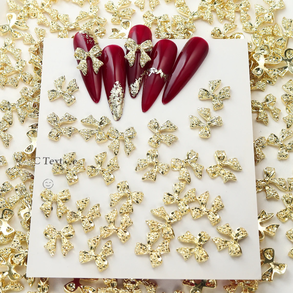 20pcs Gold Silvery Metal Ribbon Bow Nail Charms Kawaii 3D Decoration Accessories DIY Nail Art Supplies Parts 5