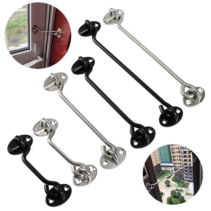 2 Ganci Per Porta In Acciaio Inossidabile - Chiusura A Gancio Per Cabina, Fienile, Garage 10cm - Foto 13