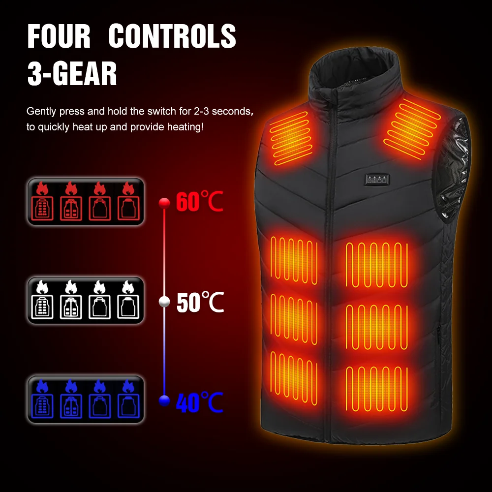 27 Areas Electric Heated Vest Heated Jackets Men Women Sportswear Carbon Fibre Heat Coat USB Heating Jacket For Outdoor heated jacket