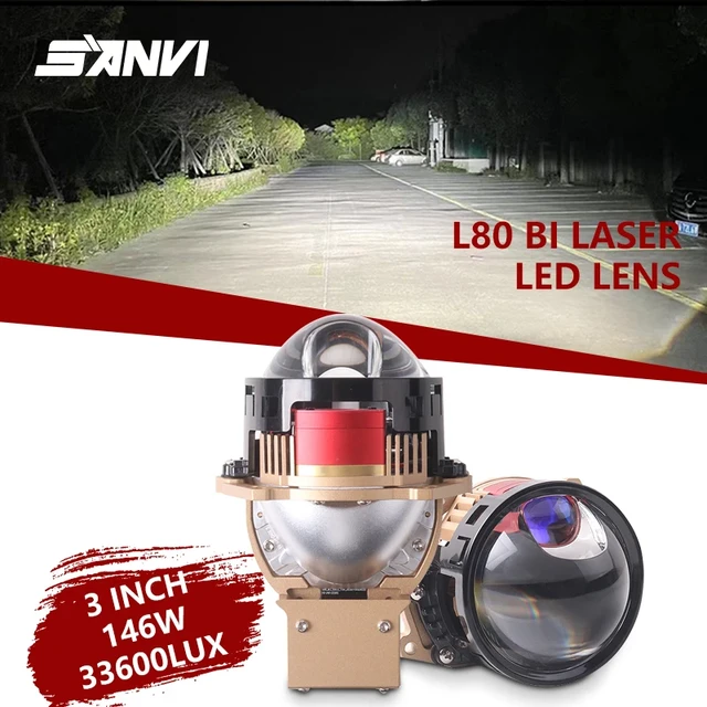Sanvi-proyector láser L80 Bi LED para coche, Faro de lente de 12V, 146W,  6000K, 33600LM, lente directa, luz de reequipamiento de alta potencia  frente a la luz de xenón - AliExpress