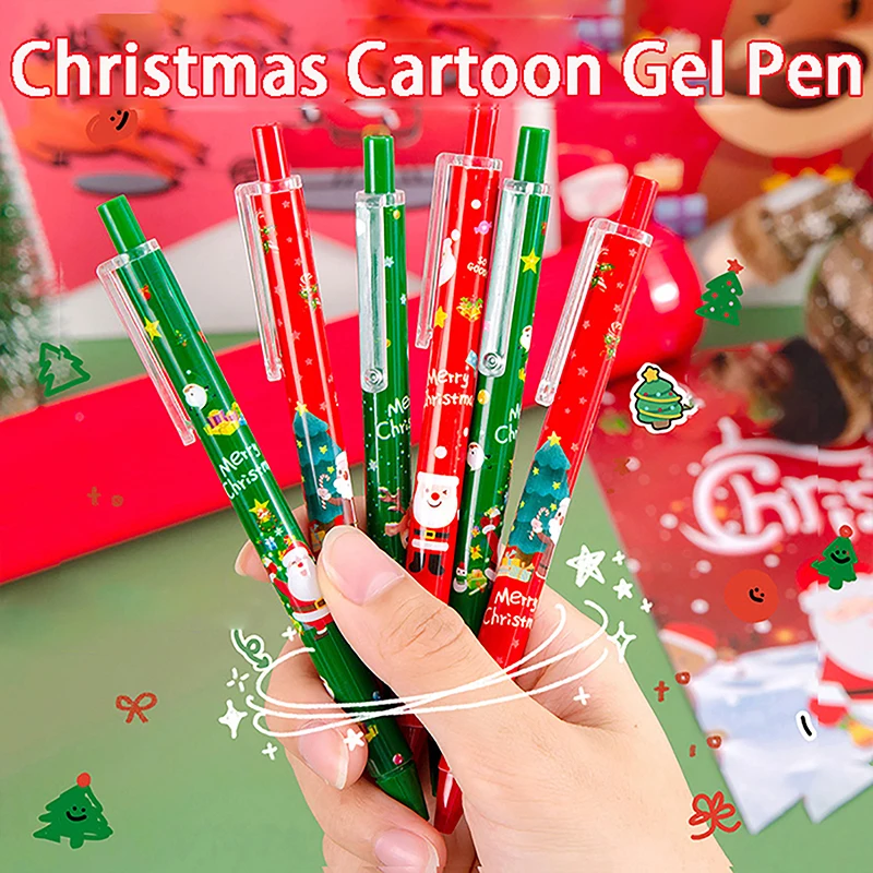 Christmas Themes Press Gel Pen 0.5mm Creative Cartoon School Student Gift Stationery Office Cute Writing Pen Xmas Supplies