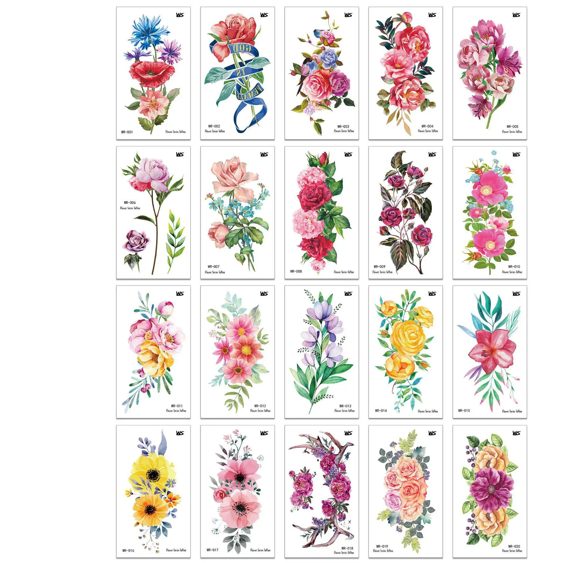 Small fresh flower rose pattern temporary waterproof tattoo stickers girls party tattoo stickers sexy cute lady tattoo stickers