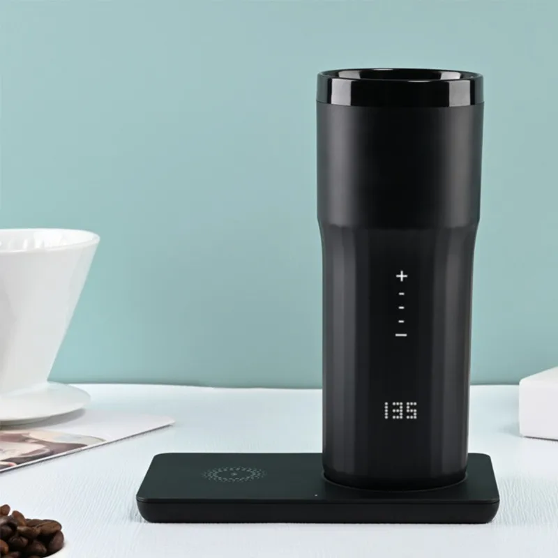 

Дорожная чашка с контролем температуры, кружка, САМОНАГРЕВАЮЩАЯСЯ кофейная чашка с постоянной температурой 55 ℃, с беспроводной зарядкой