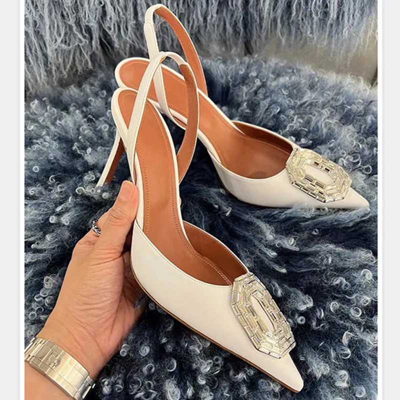 

Spring and Summer New Fashion Pointy Diamond Button Sandals Thin High-heeled Party Dress Versatile Sexy Women's Single Shoe