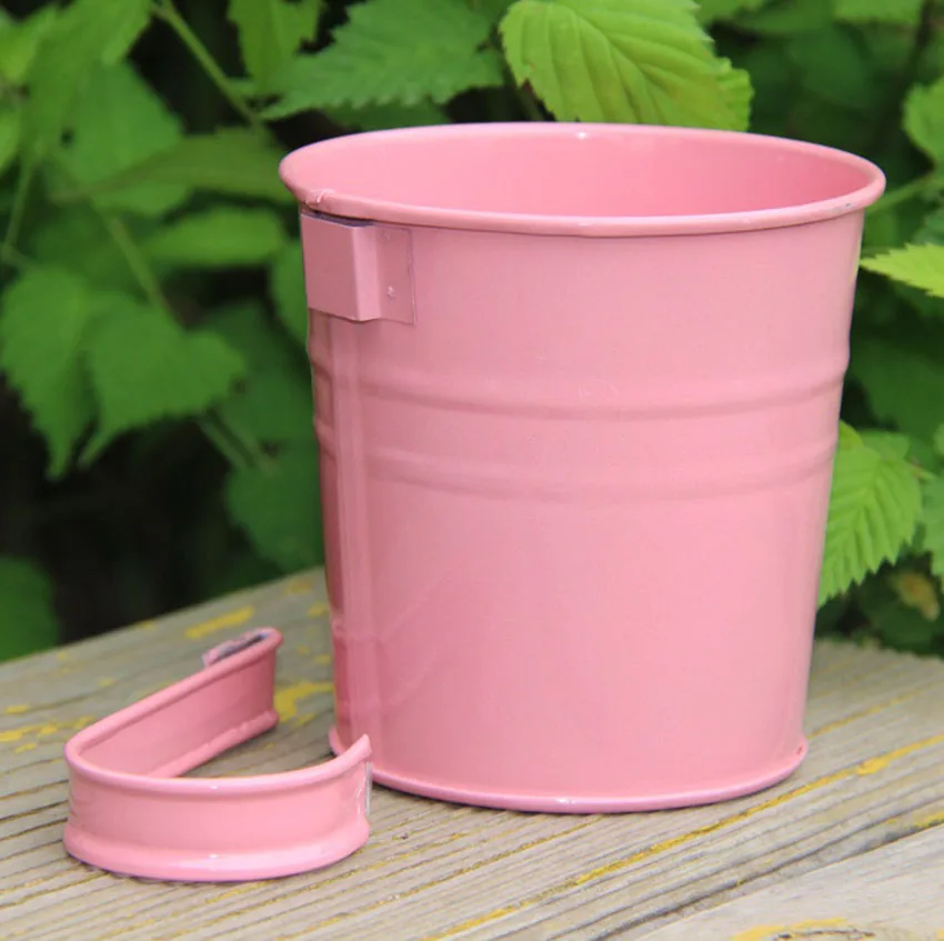 4Pcs Colored Metal Buckets Pencil Holder Bucket Plant Pot Baskets White