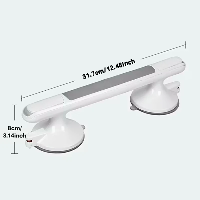 1pc Elderly Safety Handrail - No Drill Installation, Non-Slip Bathroom Grab Rail with Strong Suction Cup, Heavy-Duty Plastic Con