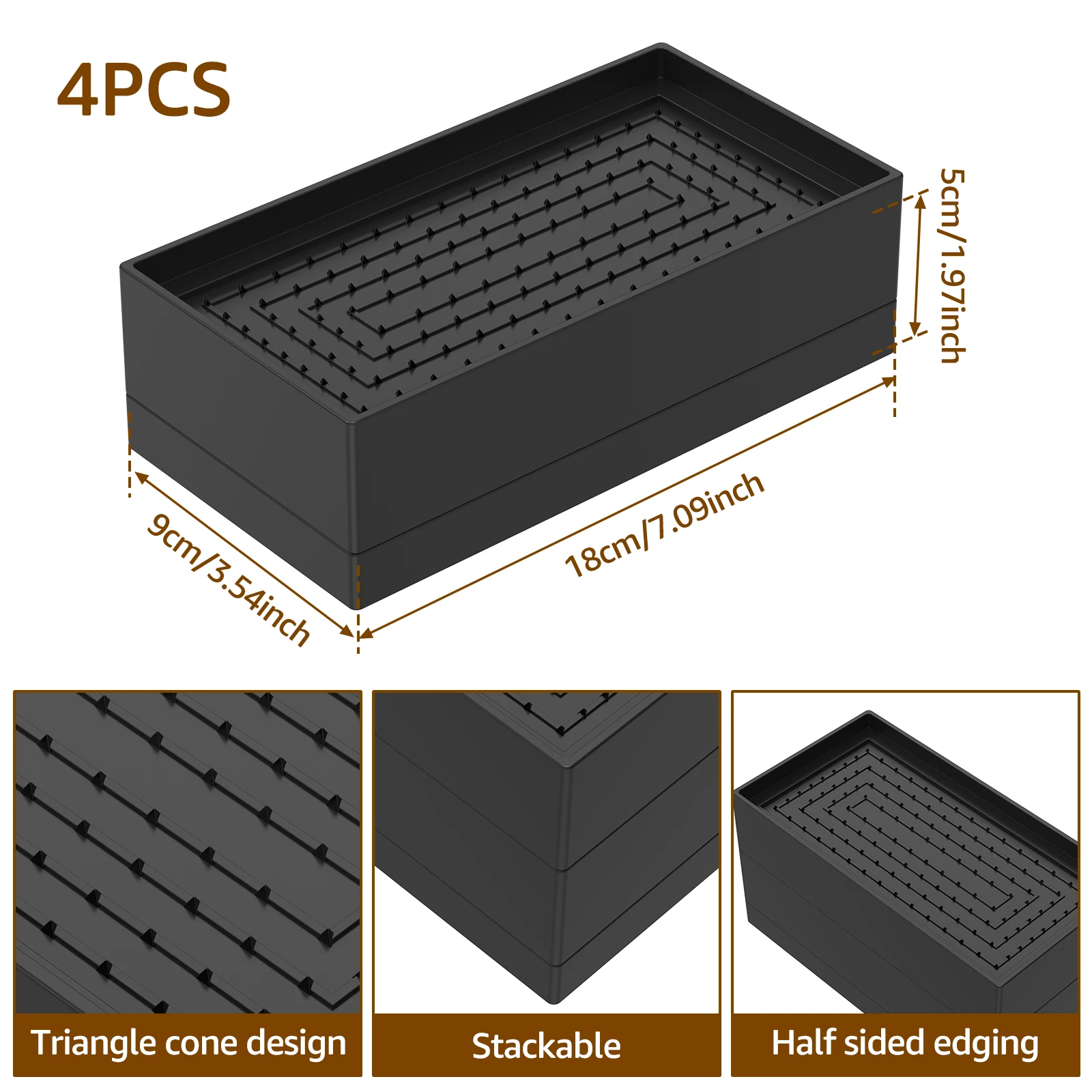 4Pcs Bed Risers TPU Stackable Furniture Riser Non Slip Sofa Table Support Risers L Side / Full Side Load Capacity 500kg Pad Feet