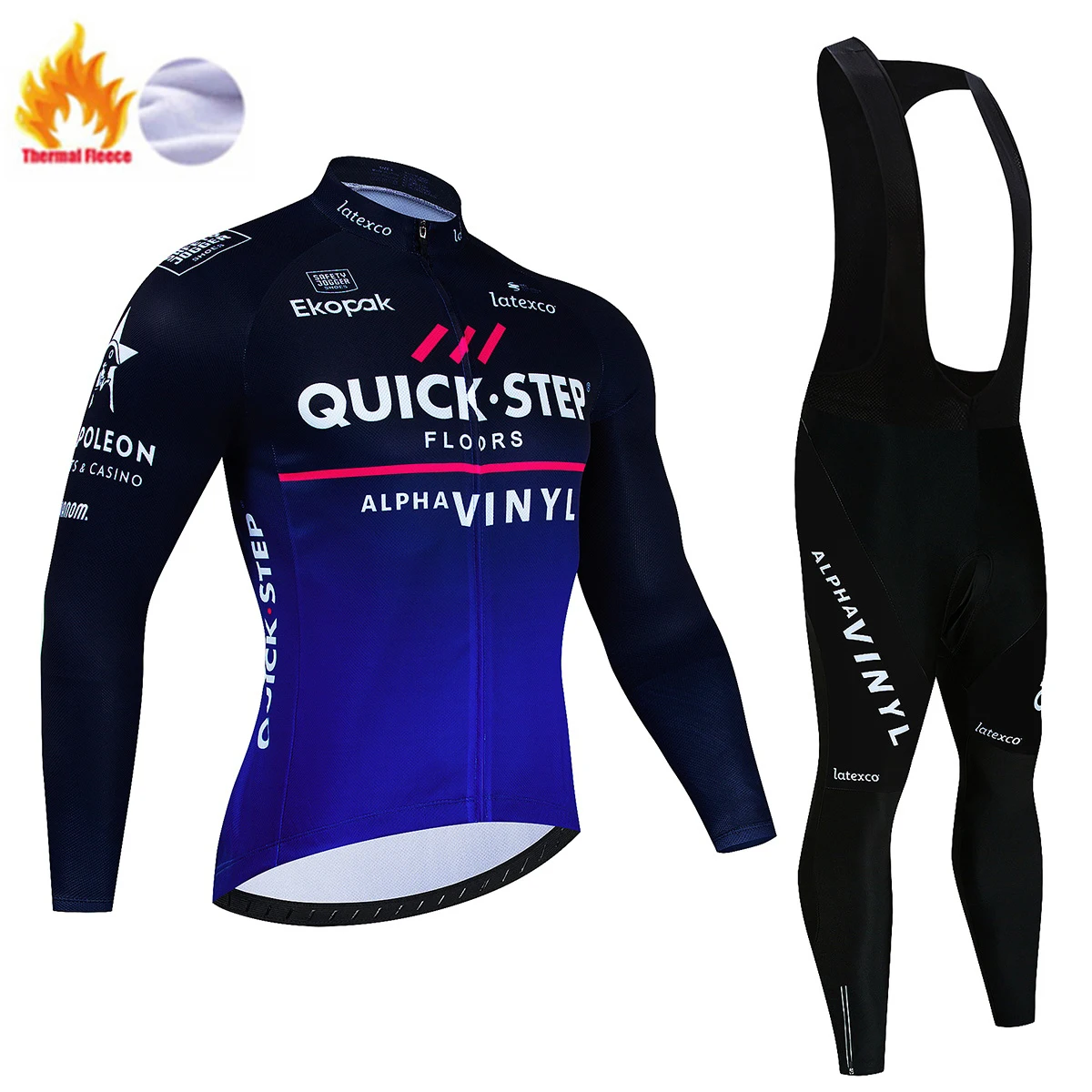 Winter Cycling Jersey Set QUICK STEP Thermal Fleece Cycling Clothes MTB Bicycle Clothing Keep Warm Mountain Bike Cycling Wear 6