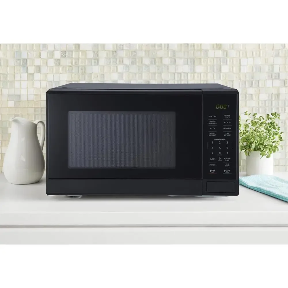 Black 1.1 cu ft Countertop Microwave 1000W Express Cook Defrost Functions 2
