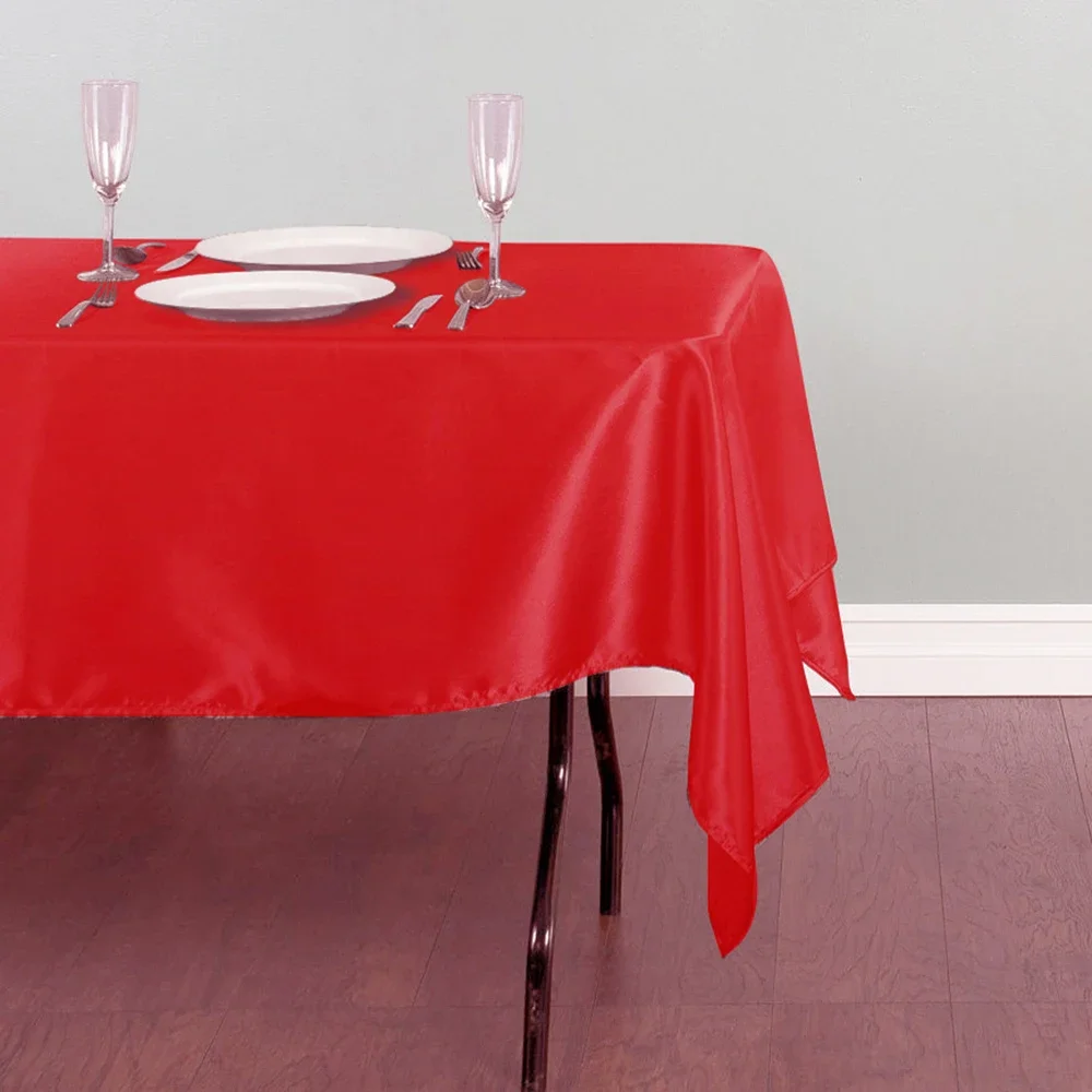 Red Rectangle Satin Tablecloth, Wedding Table Cloth, for Christmas, Baby Shower, Birthday Events, Banquet Decor, Home Dining 3