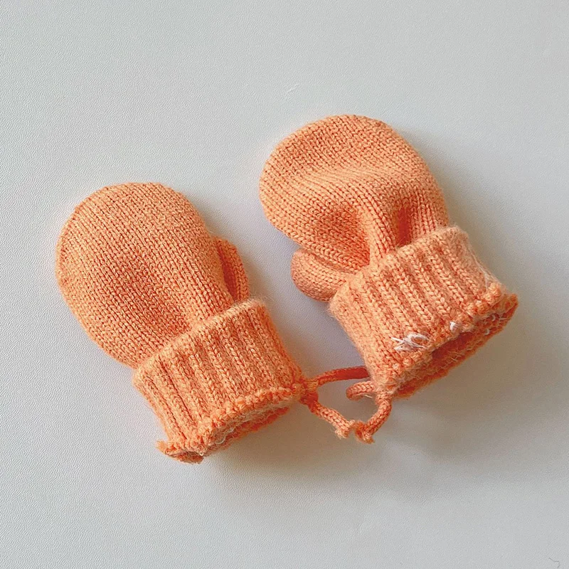 Winter Gloves Baby Mittens Candy Color Woolen Baby Gloves Winter Halter Mittens for Children Girl Boys Kintted Kids Mitten Warm Infant Accessories