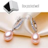 Wedding Natural Freshwater Grey Pearl Hoop Earrings Women,925 Sterling Silver Pearl Earring Girl Birthday Gift 3