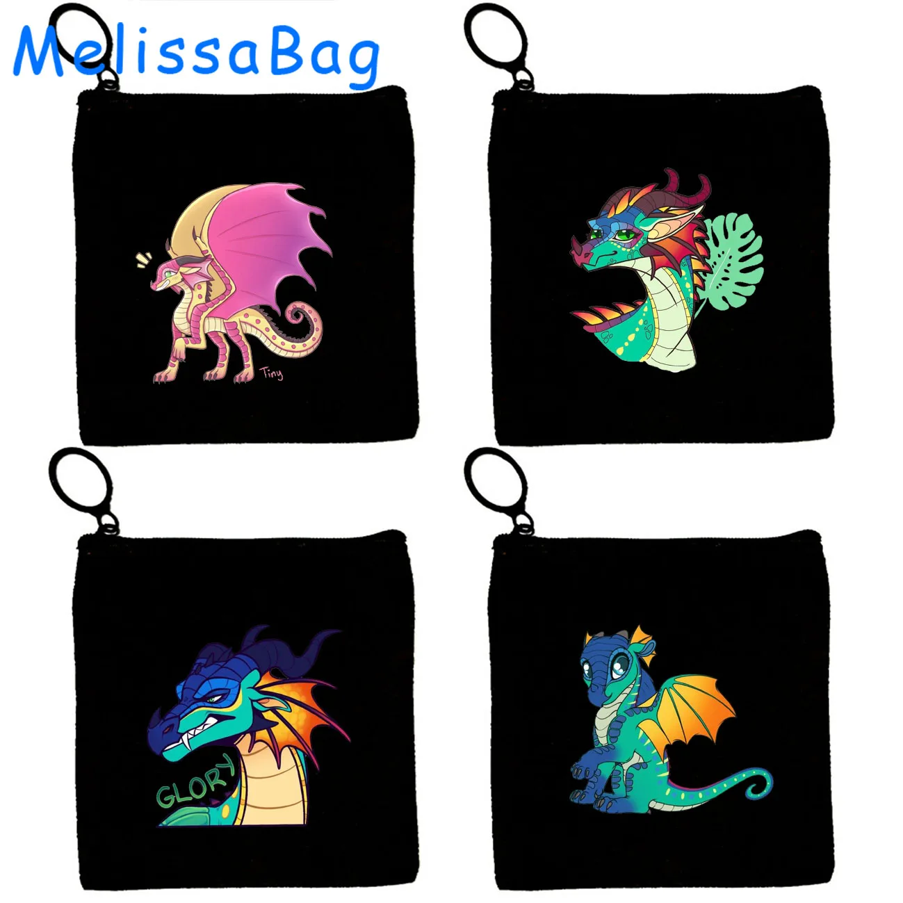 Cute Cartoon Dragons Wings Of Fire Fan Gifts Glory Pericolo Sunny Tsunami Turtle Winter Canvas Portamonete Portachiavi Borsa Portafoglio
