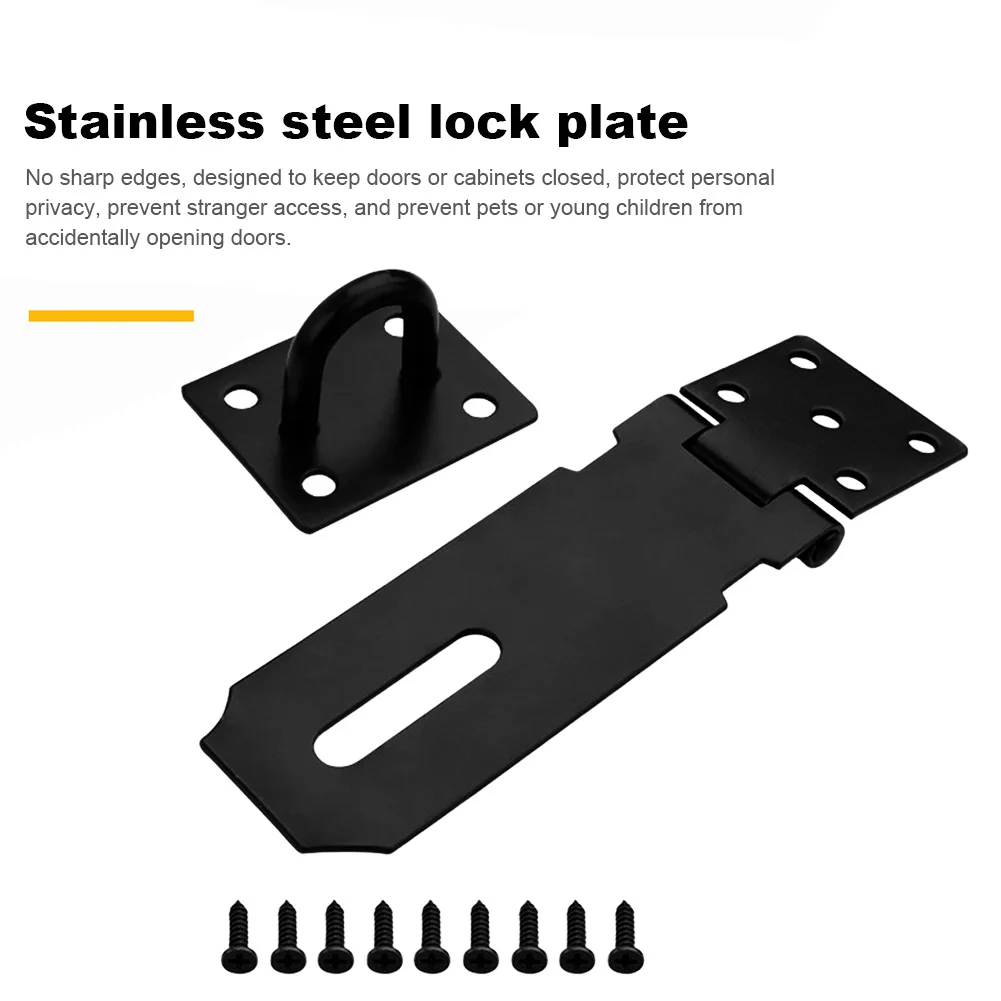 Description Picture 4 of item3/4/5 Inch Safety Gate Lock Stainless Steel Security Padlock Black Gate Door Shed Latch Lock Heavy Duty for Home Drawer Door